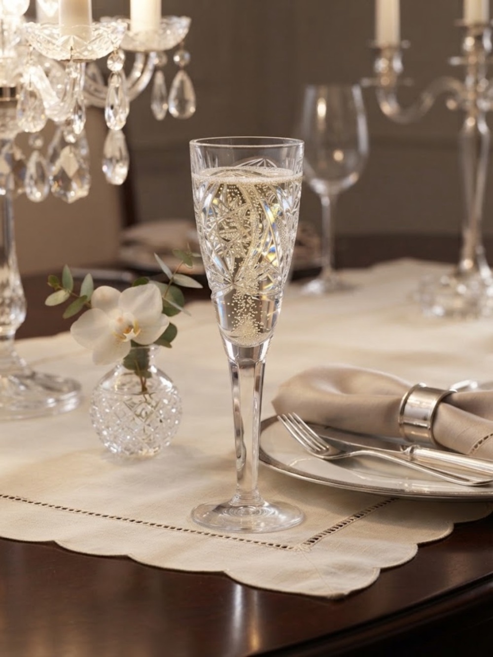 Vintage Crystal Champagne Flute heavy